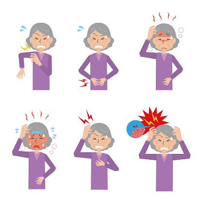 Painful grandmother's expression set