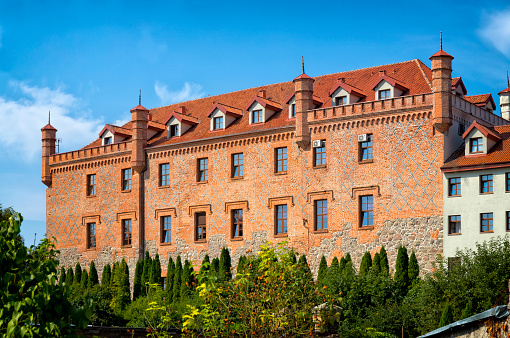 Ryn, Poland - August 31, 2019:Medieval Teutonic castle in Ryn, Poland. Now the hotel is located here