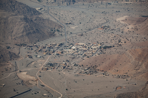 small village in ras al khaimah desert, united arab emirates.