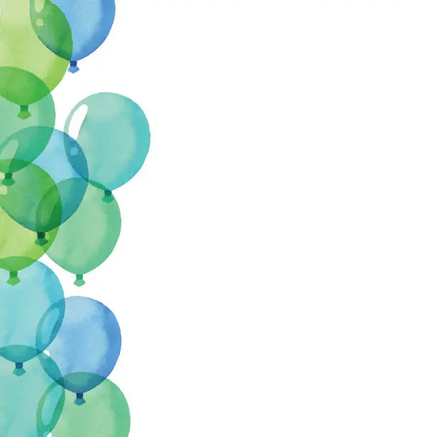 Vector illustration of Watercolor Blue&Green Balloon Background