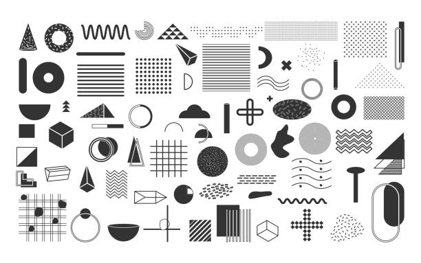 illustrations, cliparts, dessins animés et icônes de glyph formes géométriques éléments vectoriel ensemble - trame points