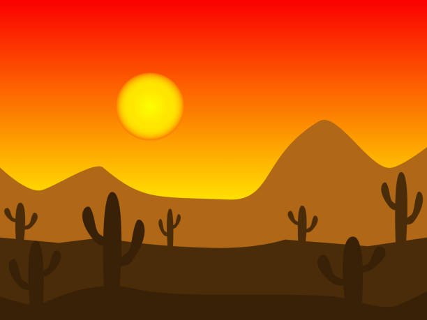 Sunset in the desert Sunset in the desert vector illustration background phoenix arizona sun stock illustrations