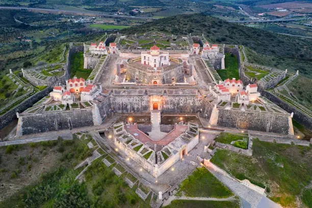 Elvas Fort drone aerial view of Forte Nossa Senhora da Graca in Portugal