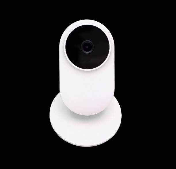 istock White compact IP WiFi Camera for home use isolated over black background 1218333116