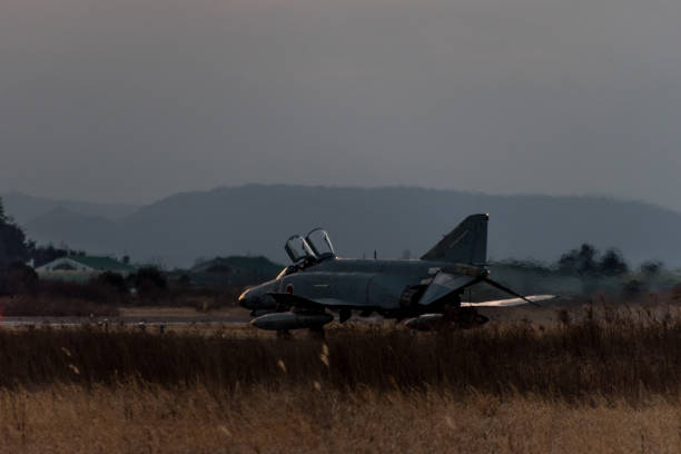 Military air base at sunset