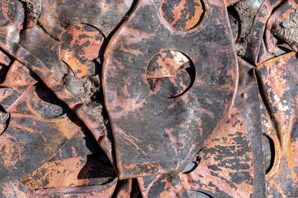 istock old copper sheet with visible details. texture or background 1218335634