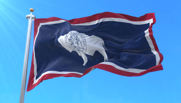 ワイオミング州の旗、アメリカ合衆国の地域 - mountain region ストックフォトと画像