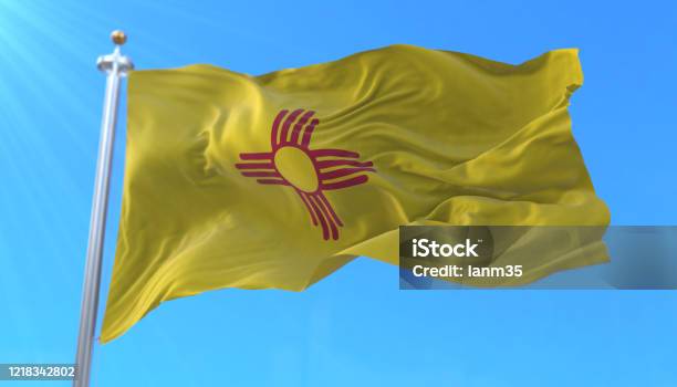 Flag Of New Mexico State Region Of The United States Stock Photo - Download Image Now