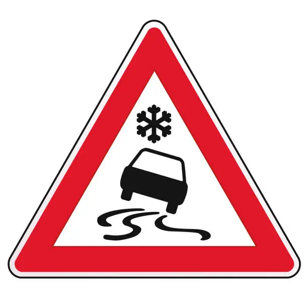 Vector illustration of slippery street sign