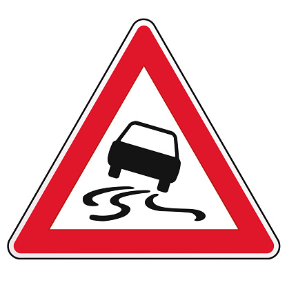 slippery street sign