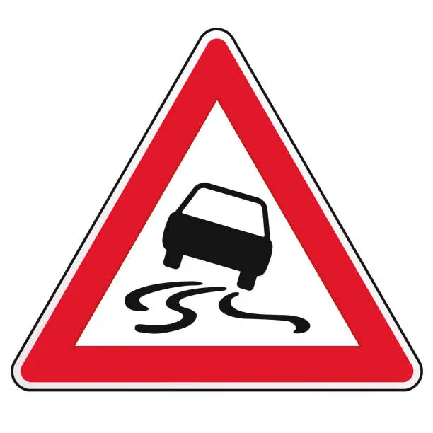 Vector illustration of slippery street sign