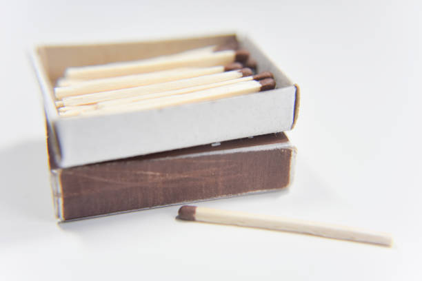 istock Box of matches on the white background. Selective focus. 1218345774