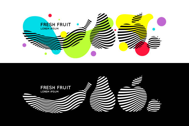 夏のポスター。抽象的な背景に果物と明るいバナー。 - strawberry plant audio点のイラスト素材／クリップアート素材／マンガ素材／アイコン素材