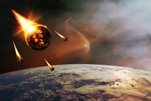 istock Apocalyptic abstract background with a burning planet . Elements of this image furnished by NASA. 1218350133