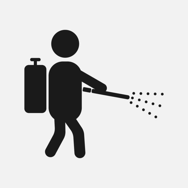 ilustrações de stock, clip art, desenhos animados e ícones de spraying insecticide. vector simple modern icon design illustration. - silviculture