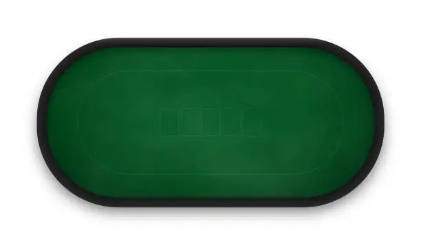 Vector illustration of Poker table made of green cloth isolated on white background.