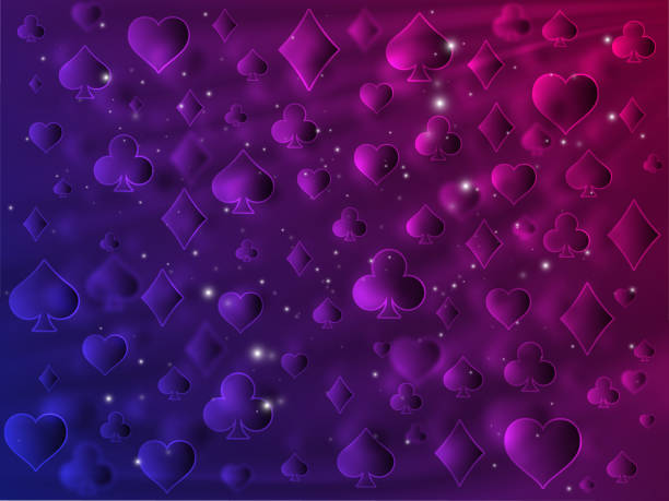 istock Gradient background for poker and casino. Suits of playing cards on colorful background. Design for the gaming industry. 1218354535