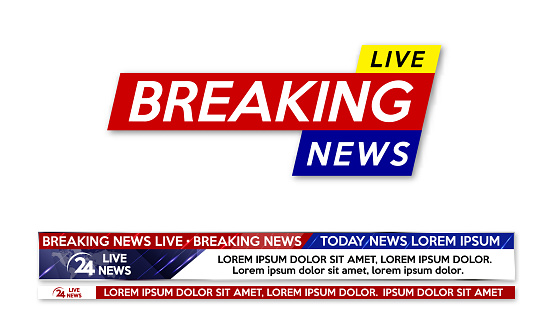 Background screen saver on breaking news. Breaking news live banner isolated on white background. Vector illustration.