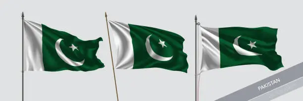 Vector illustration of Set of Pakistan waving flag on isolated background vector illustration