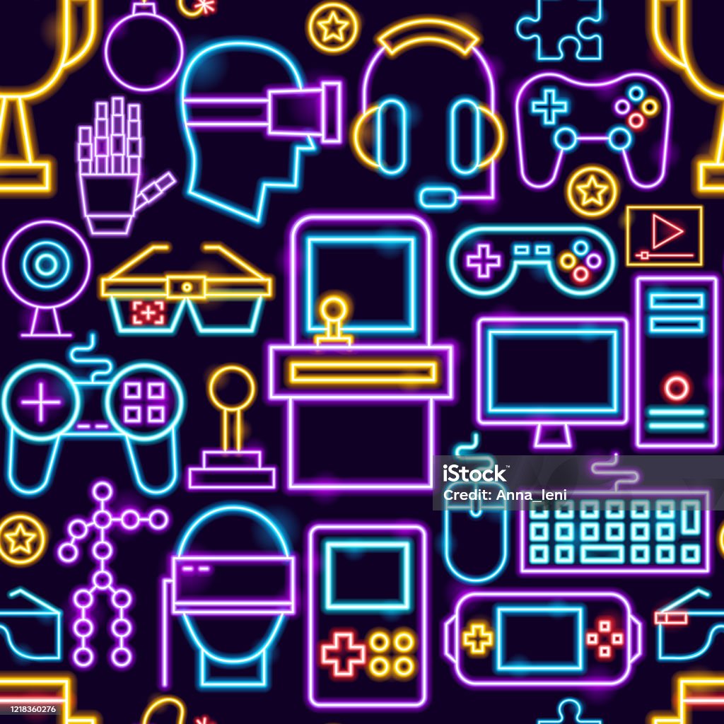 Computer Games Pattern Cyber Game Seamless Pattern Stock Illustration - Download Image Now ...