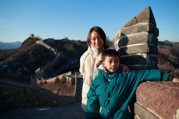 Boy hiking on the great wall