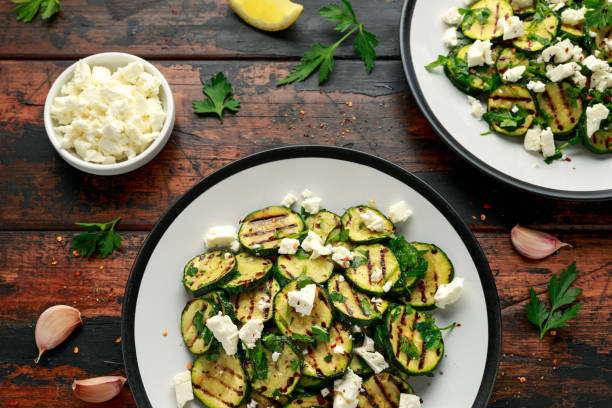 istock Warm salad with grilled zucchini, garlic and herbs 1218365393
