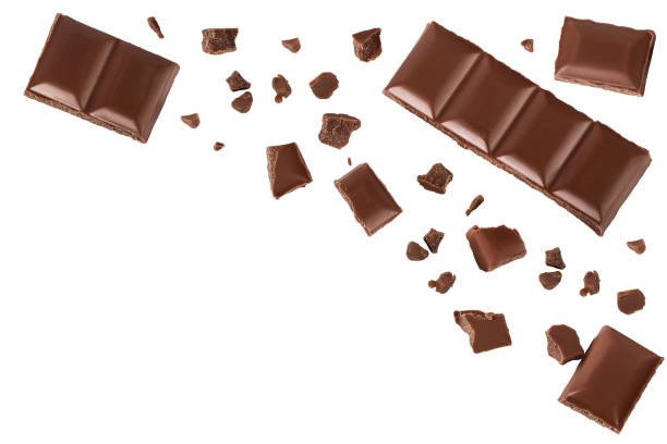 istock piece of chocolate isolated on white background with clipping path. . Top view with copy space for your text. Flat lay. 1218367076