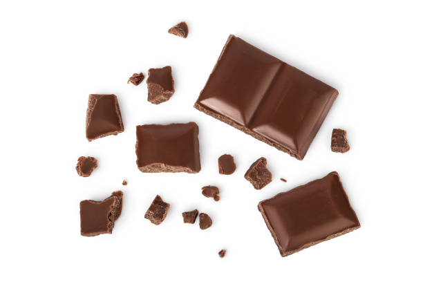 istock piece of chocolate isolated on white background with clipping path. . Top view. Flat lay. 1218367077