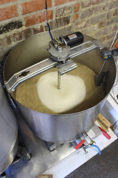 istock Home brewing stainless steel mash tun with stirer 1218367134