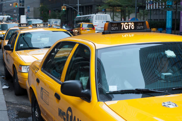 New York Yellow taxis in the area of "u200b"u200bSeaport and Civic Center, , New York City, New York, United States of America, USA major us cities stock pictures, royalty-free photos & images