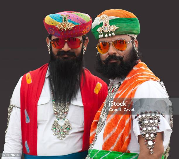 Rajasthani Handsome Men In Traditional Clothes In Bikaner India Stock Photo - Download Image Now