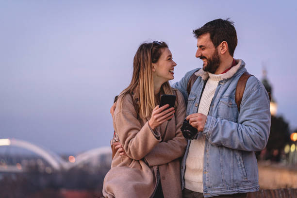 istock Serene couple enjoying each others company while traveling 1218374030
