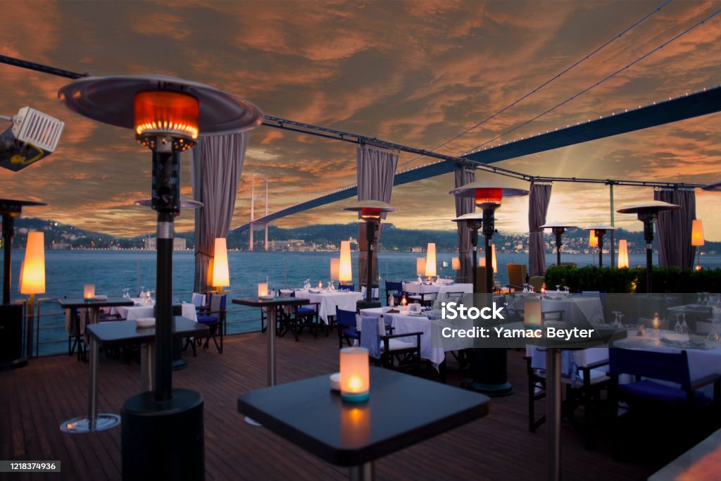 Luxurious restaurant and nightclub in Bosporus Istanbul Turkey Restaurant Stock Photo