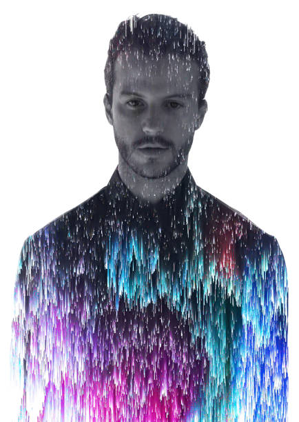 Creative artwork created as a result of combining a portrait with a digital illustration