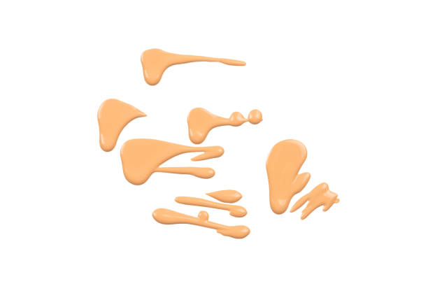 istock Liquid foundation swatch isolated on white background. Close Up of makeup cream sample. 1218377154