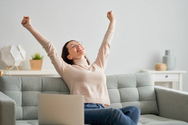 istock Happy beautiful woman 1218377420