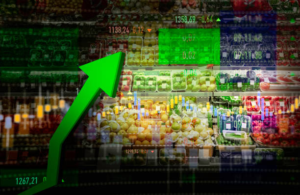 食料品店ショッピングの上昇 - 値札 ストックフォトと画像