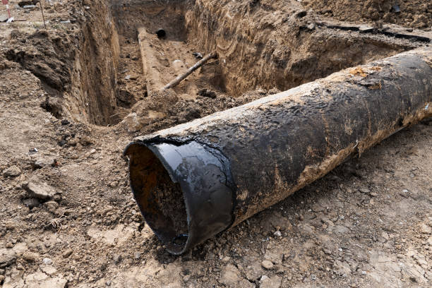 istock repair and replacement main pipeline of heating systems, district heating pipes network, water supply or Sewerage in city, removing old pipes and replacing them with new ones in a hole in the ground 1218380022