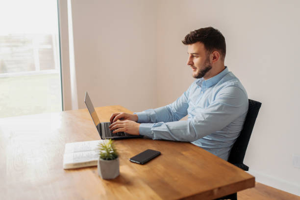 istock An office worker in a shirt is carefully thinking 1218385955