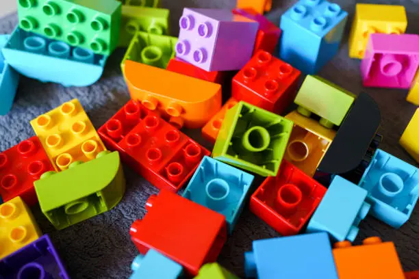 play blocks plastic block duplo on the floor