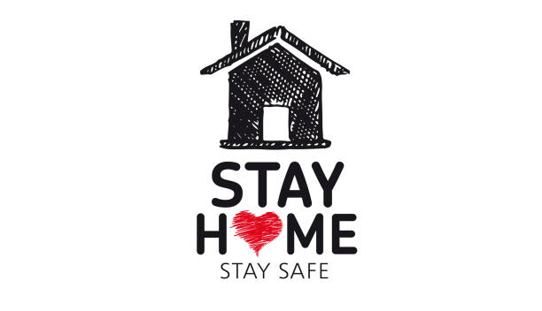 istock Stay home stay safe doodle illustration. Quarantine. Pandemic coronavirus. 1218388668