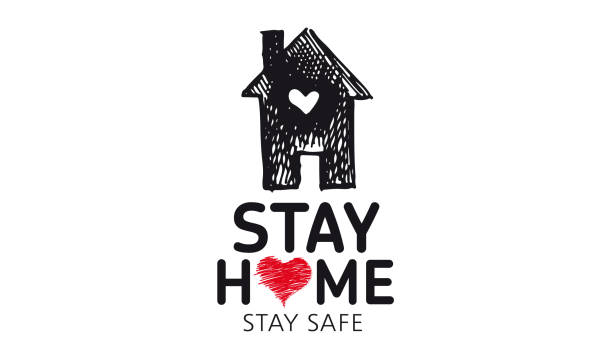 istock Stay home stay safe doodle illustration. Quarantine. Pandemic coronavirus. 1218388676