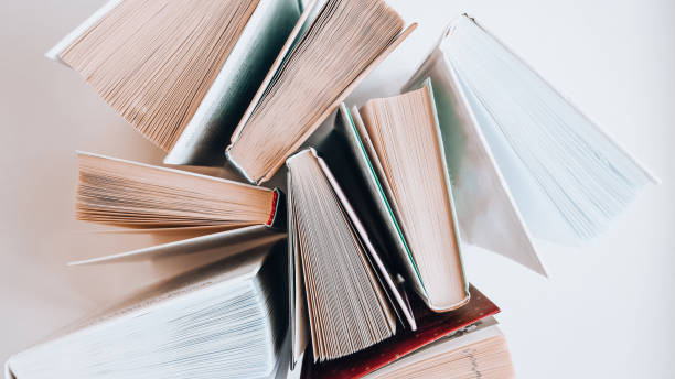 istock Stack of old book education concept background, many books piles with copy space for text, Book tops 1218388774