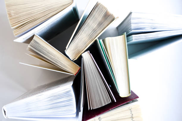 istock Stack of old book education concept background, many books piles with copy space for text, Book tops 1218388775