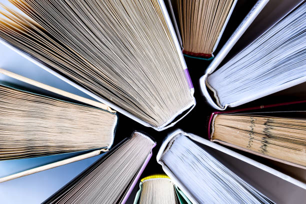 istock Stack of old book education concept background, many books piles with copy space for text, Book tops 1218388814