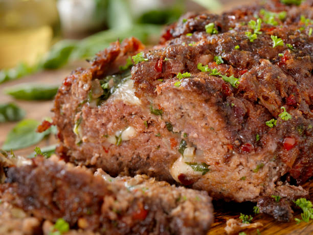 istock Sicilian Style Rolled Meatloaf with Deli Ham, Basil and Mozzarella 1218388870