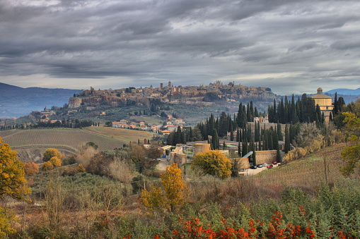 Panoramic view of the ancient etruscan town of Orvieto in Umbria, Italy