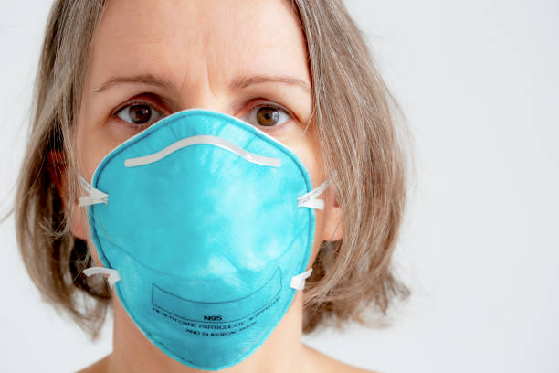 istock Woman wearing a N95 face mark 1218391524