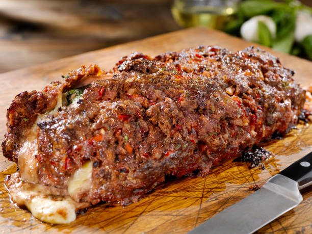 istock Sicilian Style Rolled Meatloaf with Deli Ham, Basil and Mozzarella 1218393619