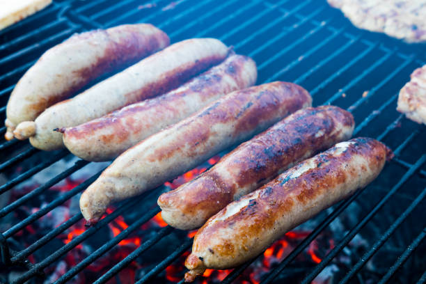 istock thuringian sausages on a charcoal grill 1218396887